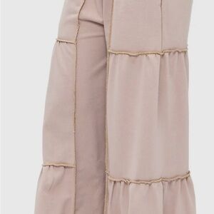 Elegant Beige Tiered Women's Pants